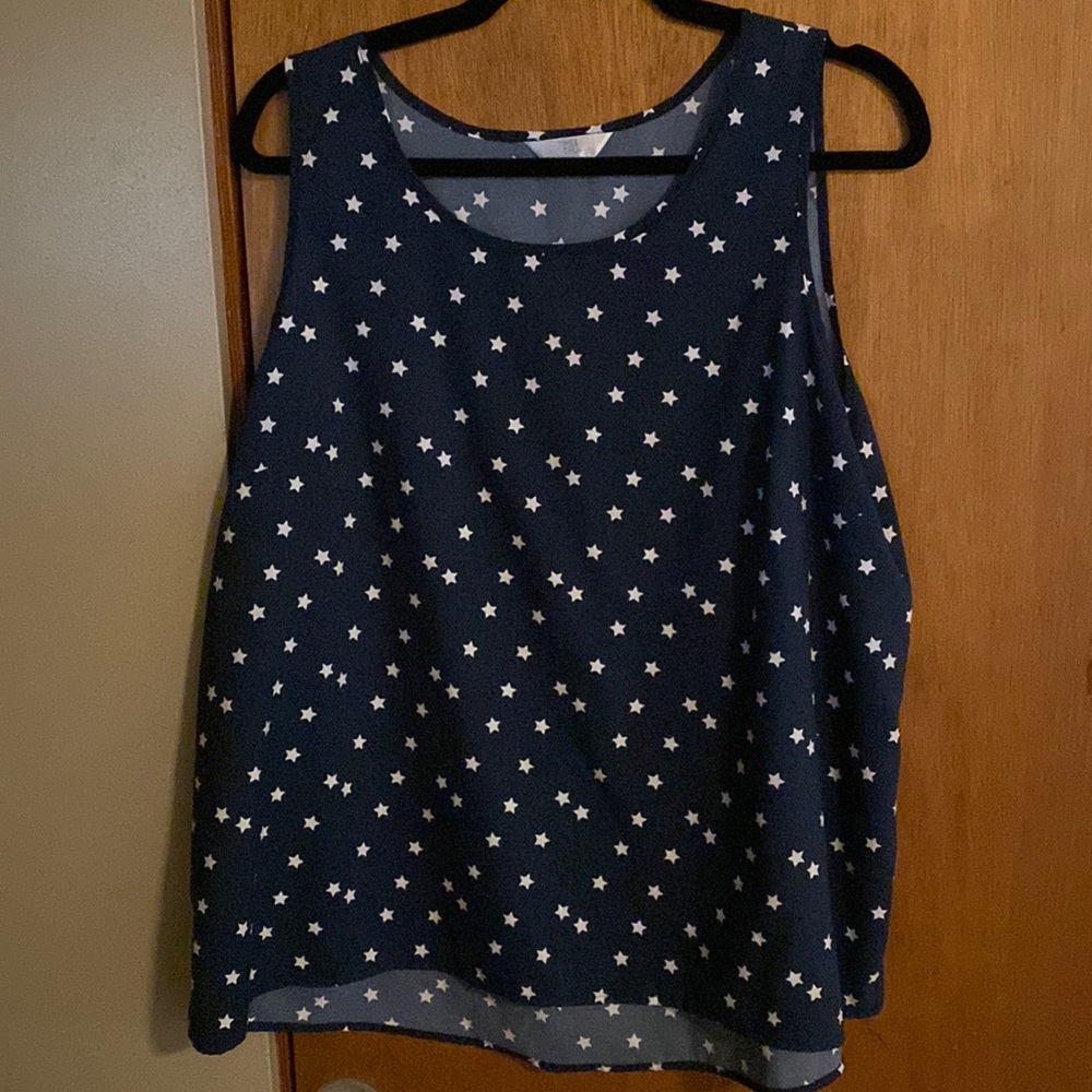Time & Tru navy blue stars blouse